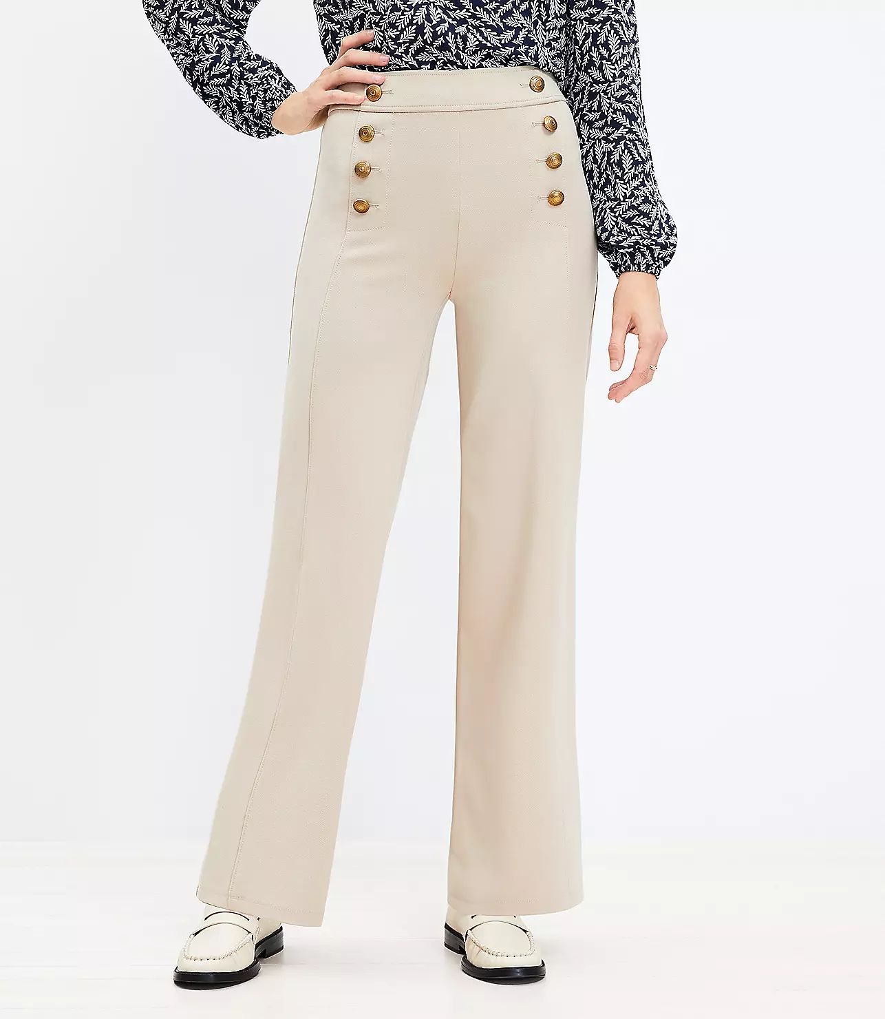 Petite Mariner Wide Leg Pants in Twill | LOFT