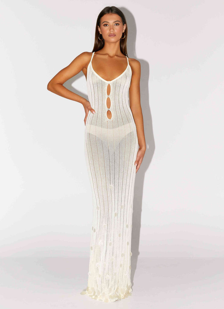 Siren Song Crochet Maxi Dress - Ivory | Peppermayo (Global)