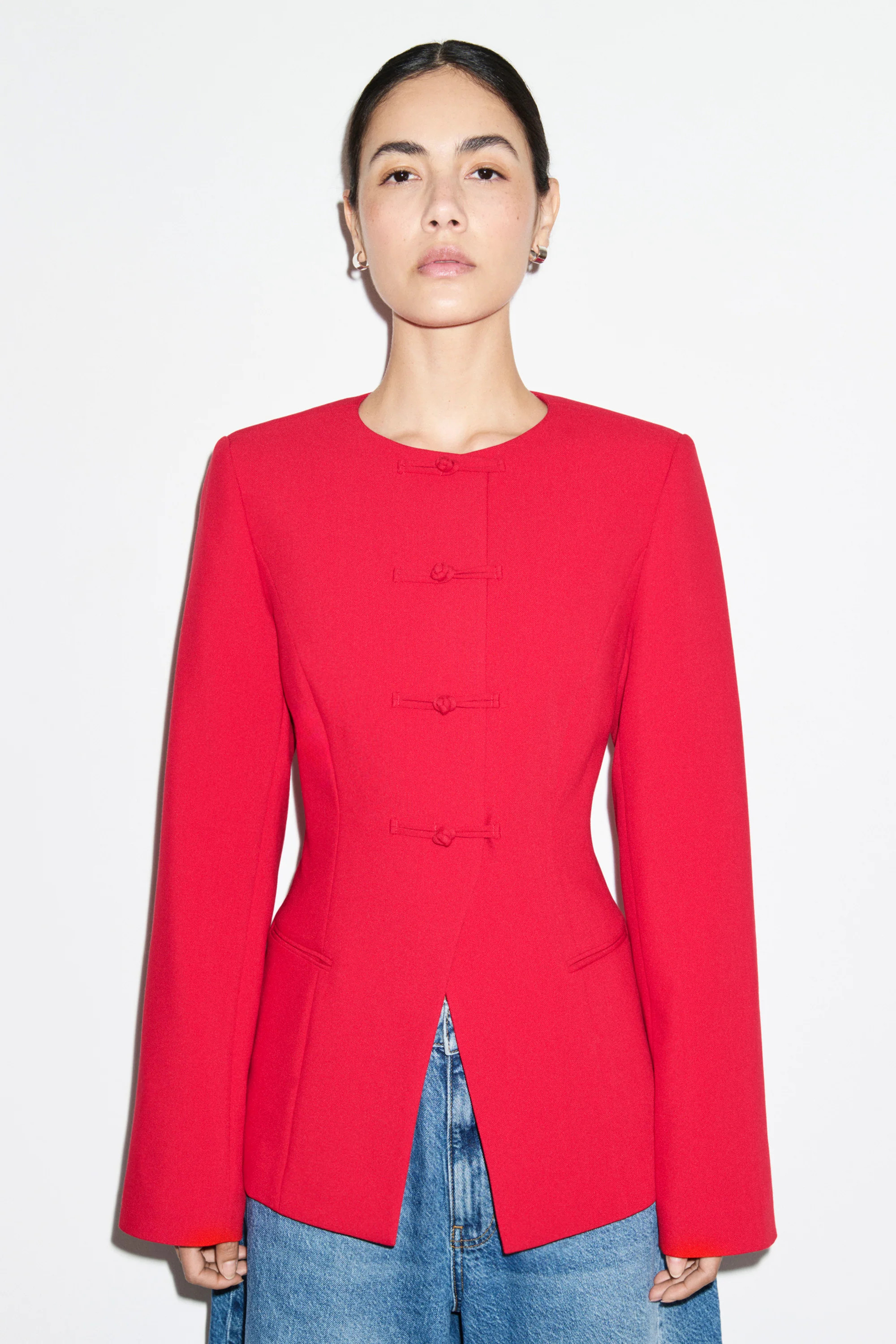 ALIGNE Waisted Knot Blazer - Red | Daphne | ALIGNE USA