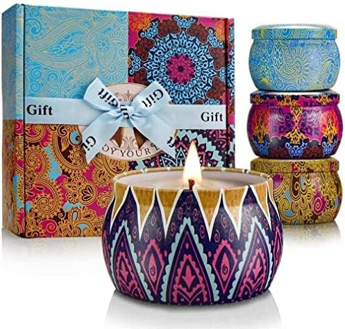 Scented Candles Gift Set, 8% Essential Oil, 4 Pack Aromatherapy Candle, Stress Relief Gifts for W... | Amazon (US)