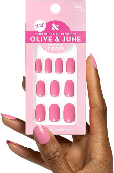 Olive & June Classic Super Stick Mani Press On Nails | No Glue Needed | 32 Tab Nails 16 Sizes | N... | Amazon (US)