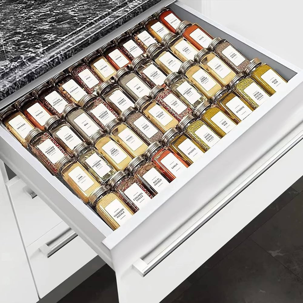 Amazon.com: SZWQILIN Spice Drawer Organizer,Spice Rack Drawer for Kitchen, 4 Tier Acrylic Drawer ... | Amazon (US)