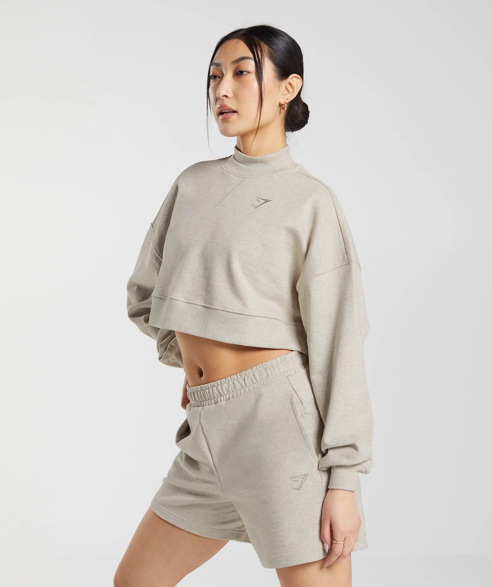 Gymshark Rest Day Sweats Cropped Pullover - Sand Marl | Gymshark US