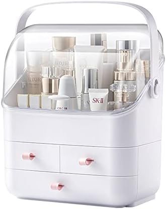 SUNFICON Makeup Organizer Holder Cosmetic Storage Box with Dust Free Cover Portable Handle,Fully ... | Amazon (US)