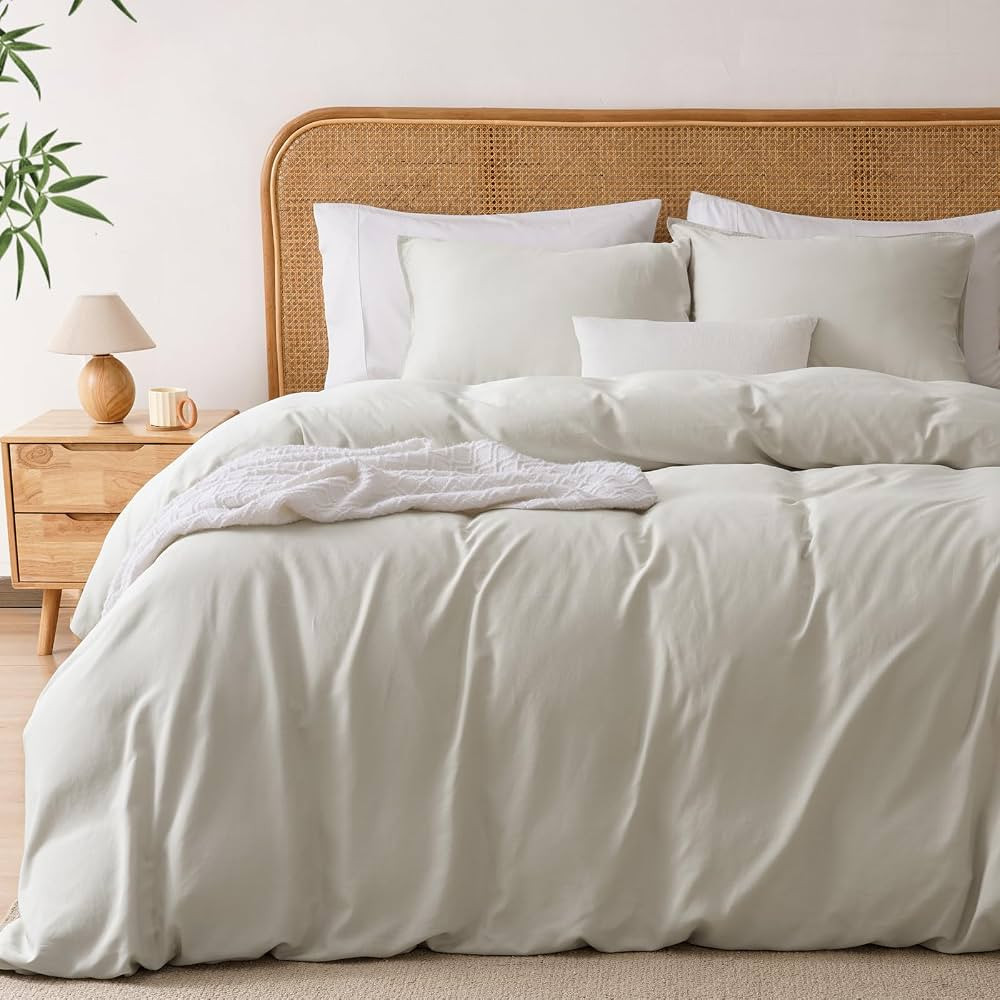PHF Linen Duvet Cover King Size, 85% Rayon Derived from Bamboo & 15% Linen, Soft Breathable Duvet... | Amazon (US)