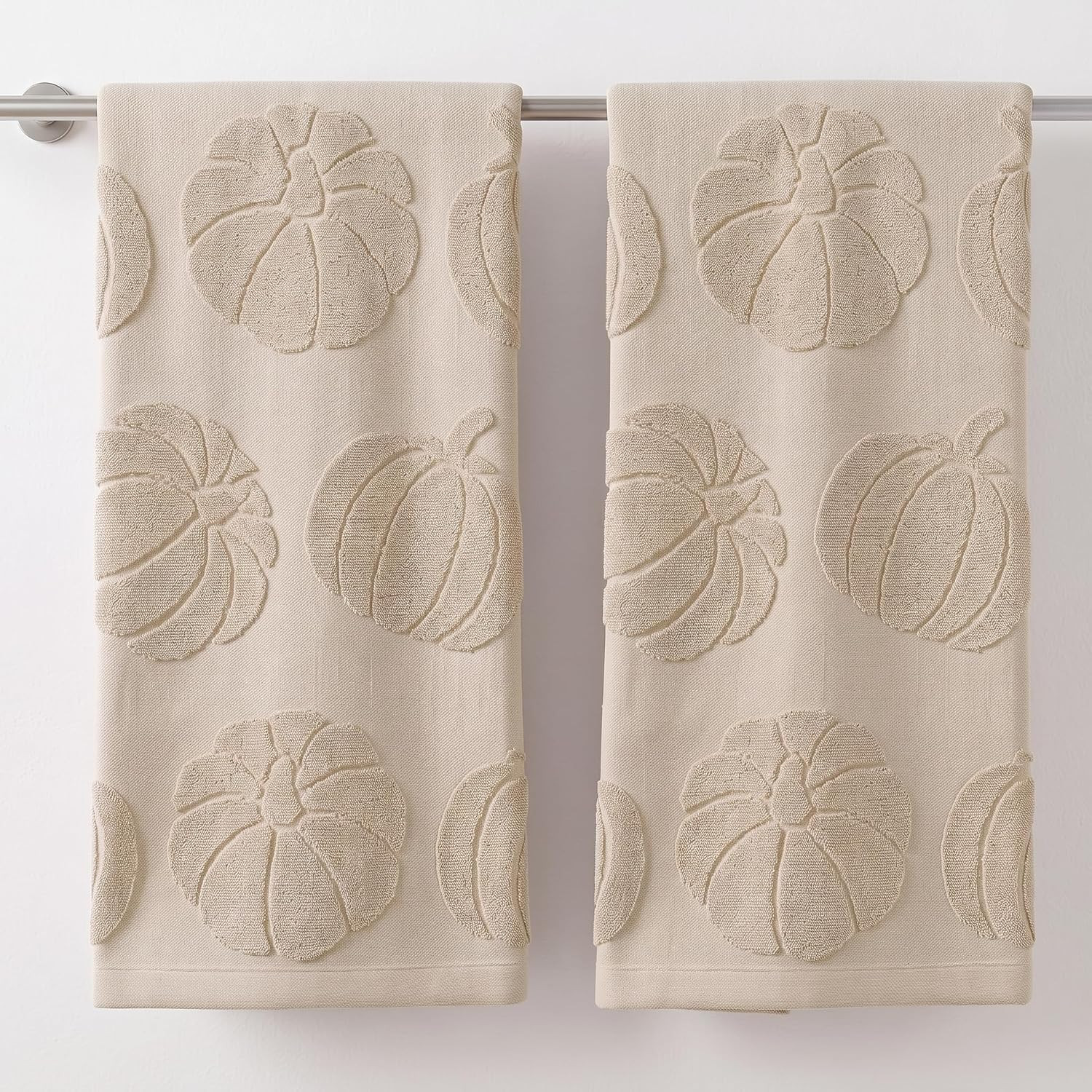 Fall Hand Towels 13x29 Inch 100% Cotton Pumpkin Khaki Dish Towels Drying Kitchen Towels Xmas Home Bathroom Kitchen Gifts Decoration Set of 2 | Amazon (US)