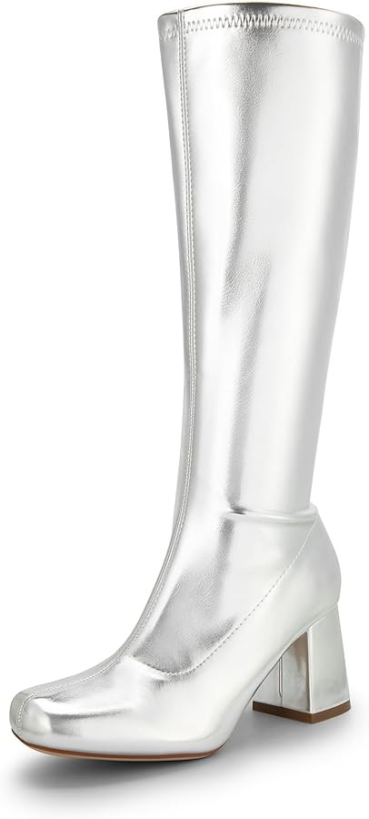 DREAM PAIRS Women's Gogo Boots, Square Toe Chunky Knee High Boots For Women | Amazon (US)