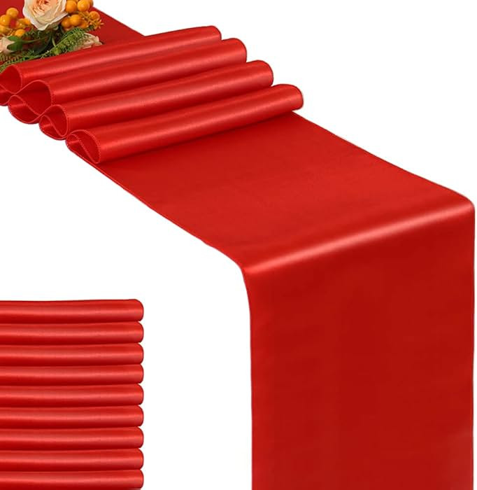 GFCC Pack of 10 Red Satin Table Runner 12 x 108 Inches for Wedding Party Events Decoration | Amazon (US)
