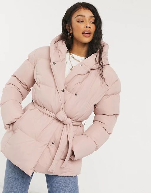 Threadbare stanley belted puffer coat with hood | ASOS (Global)