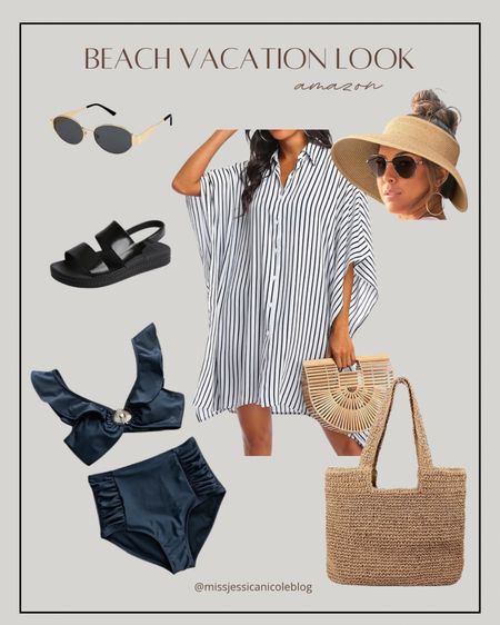 Beach vacation look, what to pack, poolside fashion, Amazon swim and coverup, water sandals, beach tote 

#LTKFindsUnder50 #LTKSeasonal #LTKStyleTip