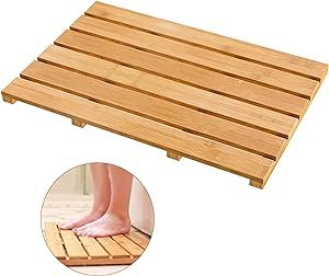 Bath Mat for Luxury Shower - Non-Slip Bamboo Sturdy Water Proof Bathroom Carpet for Indoor or Out... | Amazon (US)