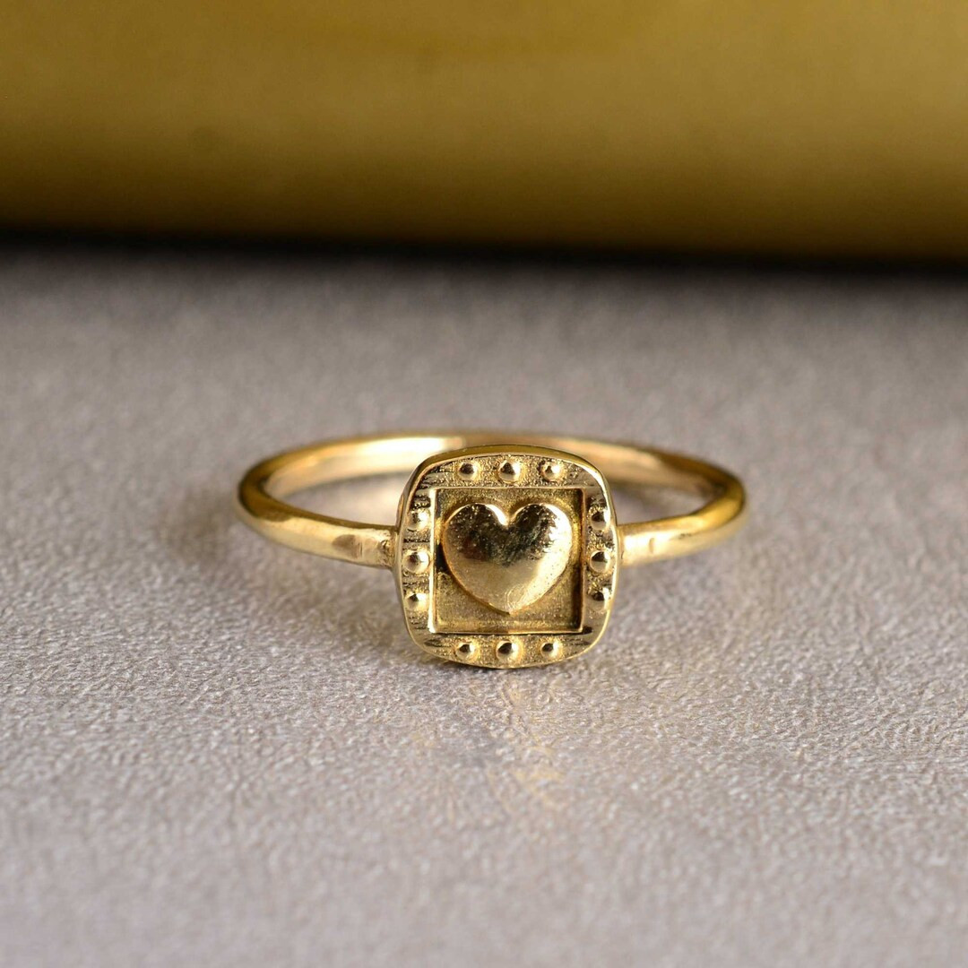 Dainty Gold Heart Ring, Gold Heart Ring, Heart Jewelry, Simple Heart Ring, Valentines Day Gift fo... | Etsy (US)