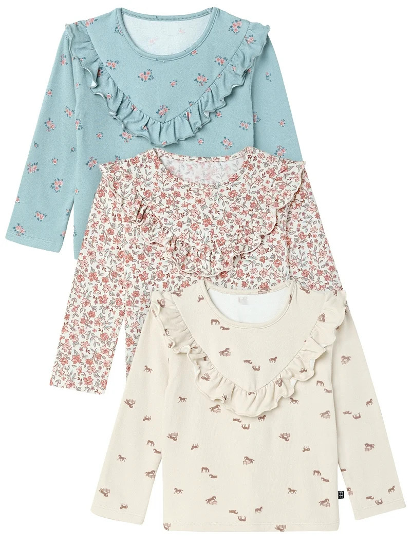 Modern Moments by Gerber Toddler Girl Organic Tops, 3-Pack, Sizes 12 Months - 5T | Walmart (US)