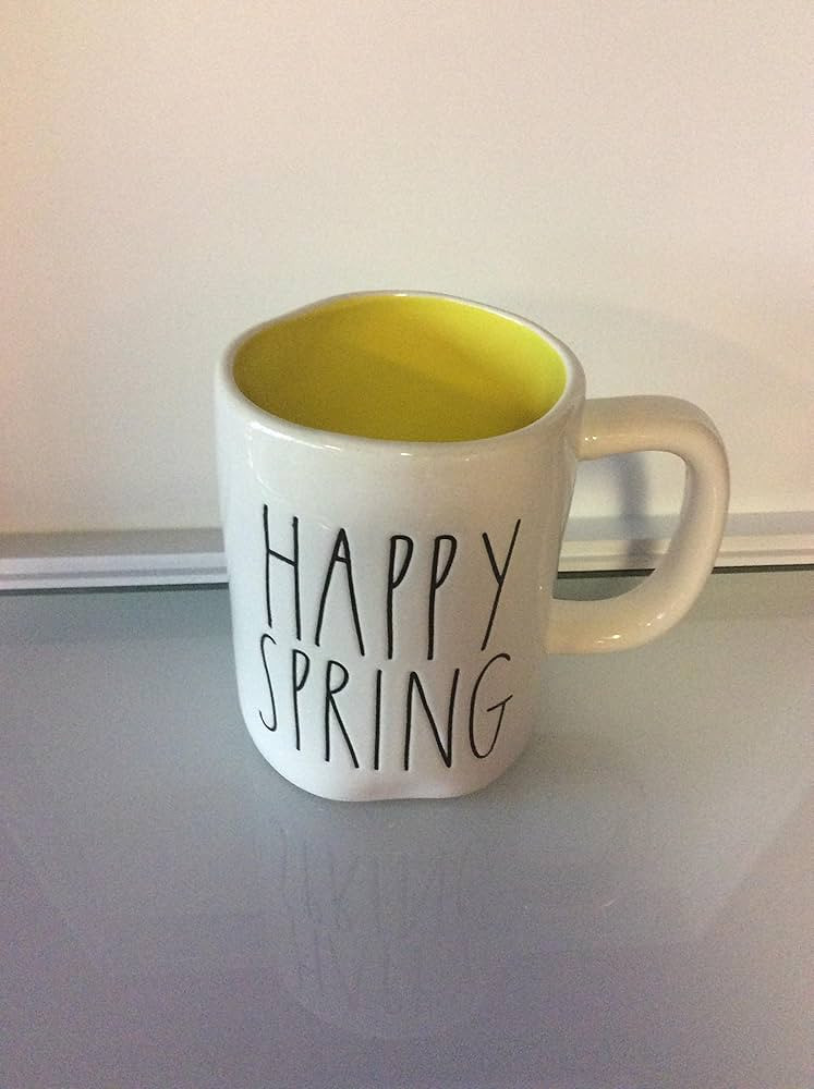 Rae Dunn Artisan Collection Large Letter Happy Spring Ceramic Mug with Yellow Interior | Amazon (US)