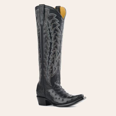 JRC & Sons Women’s Jacqueline Black Full Quill Ostrich Snip Toe Tall Cowboy Boots | Cavender's