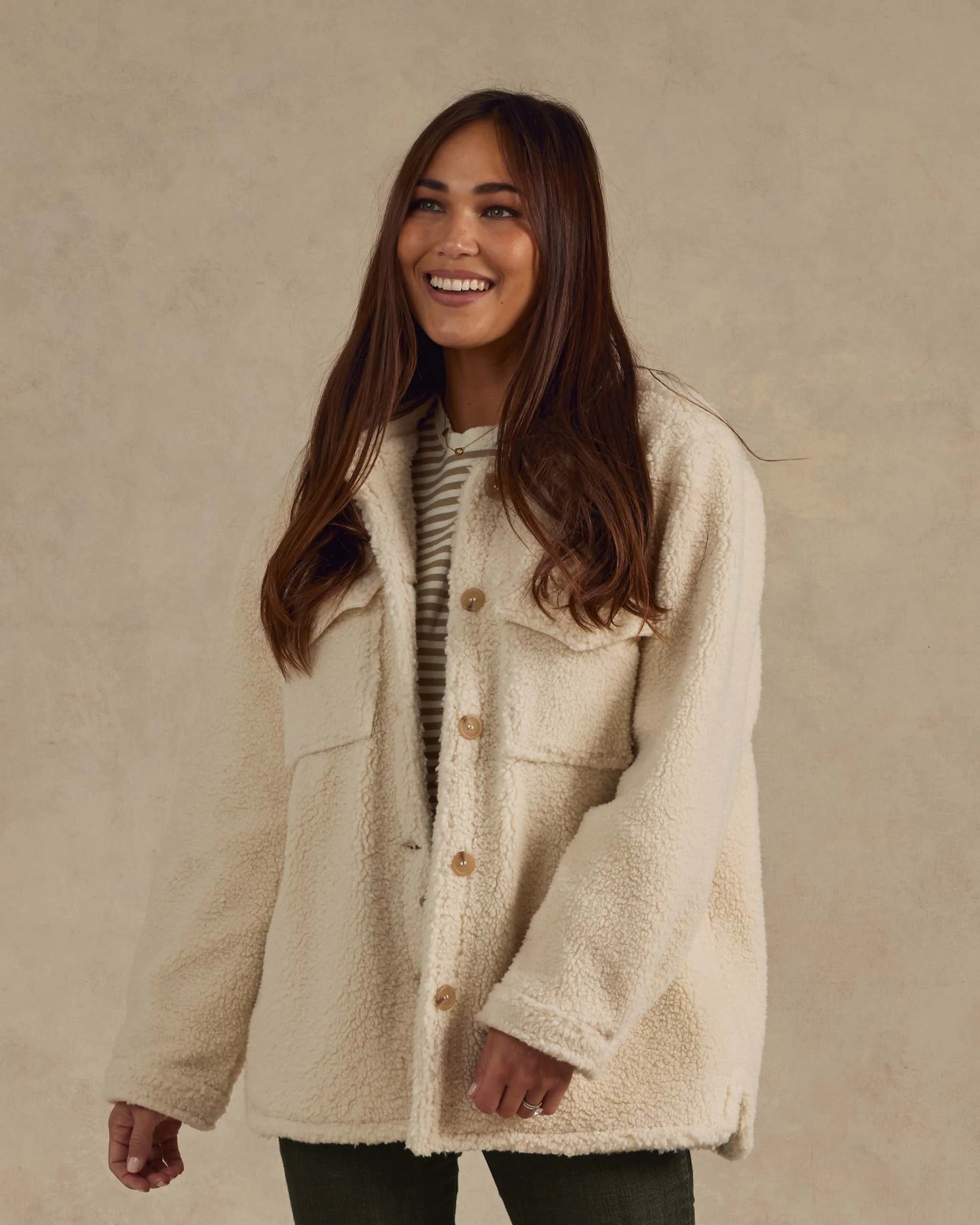 Shearling Chore Coat | Natural | Rylee + Cru