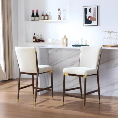 Blondell Modern Glam Iron Upholstered Armless Counter Stool with Toothpick Back Design | Wayfair North America
