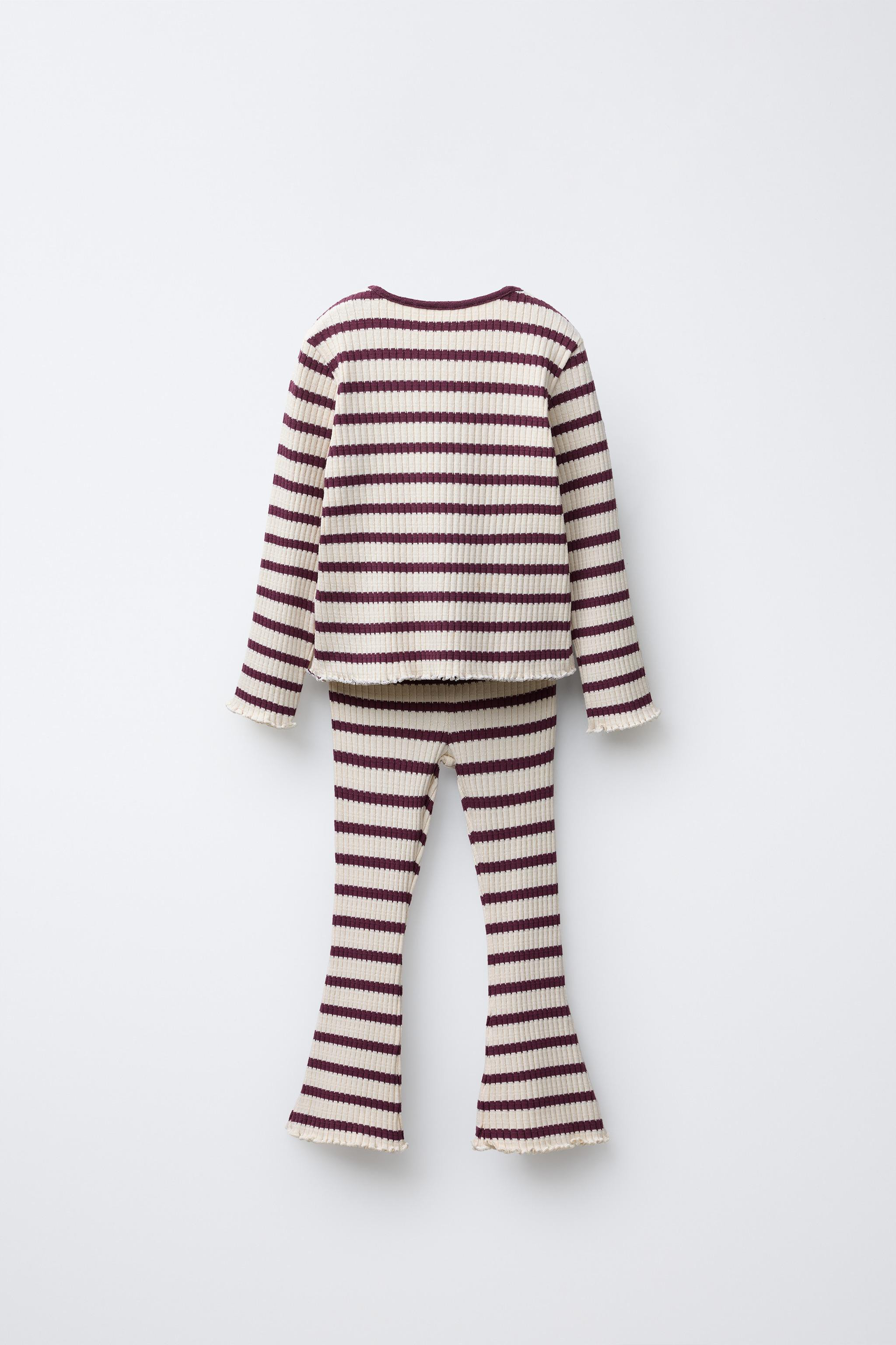 RIBBED STRIPED T-SHIRT AND FLARE LEGGINGS SET | Zara US