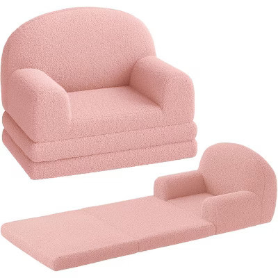 Kids Sofa Chair, 2-in-1 Convertible Toddler Couch Lounge, Comfy Fold Out Teddy Fleece Fabric Children's Sofa Bed for Playroom, Bedroom, Nursery | Target