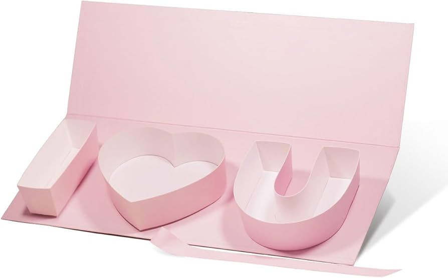 Geoto 6 Pack 17.3 x 6 x 2 inches Pink/Red/White Color Fillable Letter Shaped Gift Box, I Love You... | Amazon (US)