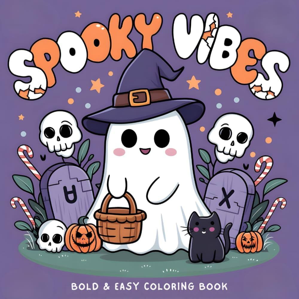 Spooky Vibes Coloring Book Bold and Easy: 50 Fun and Frightful Designs for Adults and Kids! | Amazon (US)
