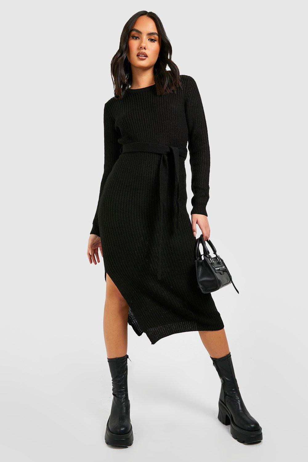 Womens Basic Sweater Dress - Black - Xs | Boohoo.com (US & CA)