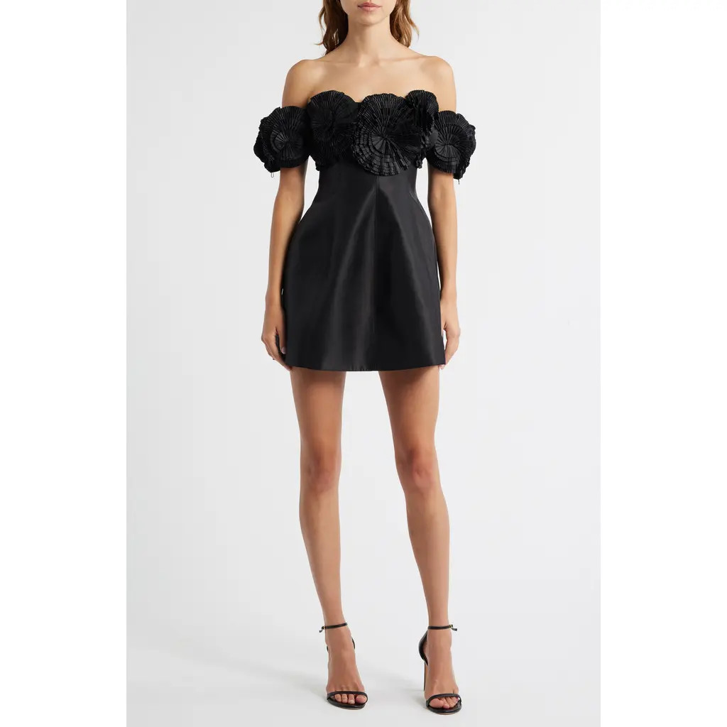 Acler Trusley Off the Shoulder Minidress in Black at Nordstrom, Size 6 | Nordstrom
