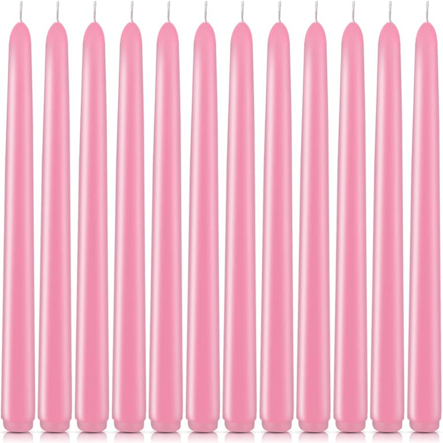 10 Inch Pink Taper Candles, 12 Pack Unscented Candlesticks for Dinner, Wedding, Valentine’s Day... | Amazon (US)