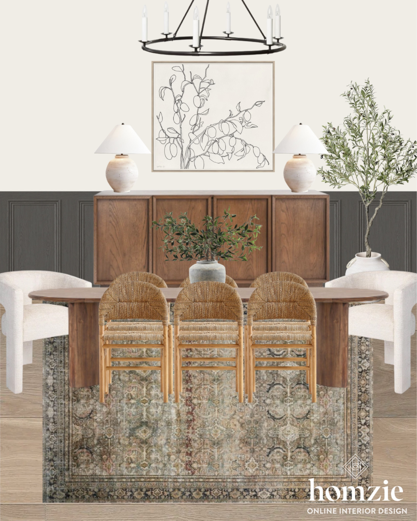 Modern organic dining room design is the perfect moody blend of modern coastal and mid-century styles! We love this budget friendly rug & these statement dining chairs! 

#LTKhome #LTKfamily #LTKSeasonal