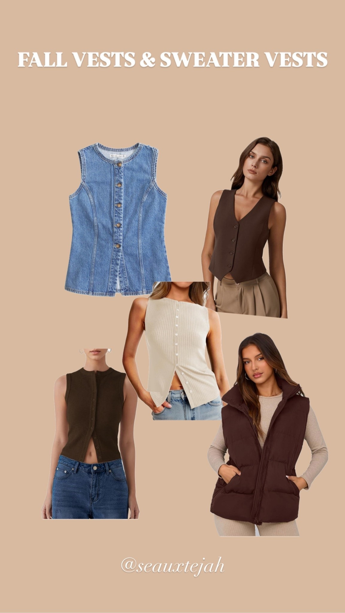 vests are a great way to transition your outfits for the fall weather. I even found some in the trending chocolate brown color! 🤩

#LTKStyleTip #LTKSeasonal