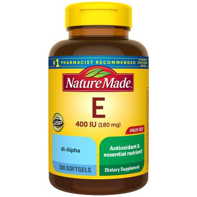 Nature Made Vitamin E 180 mg (400 IU) dl-Alpha, Dietary Supplement for Antioxidant Support, 300 Softgels, 300 Day Supply | Target