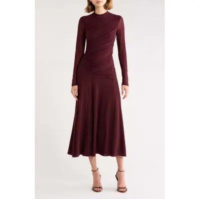 WAYF Selene Ruched Long Sleeve Dress in Black at Nordstrom, Size Small | Nordstrom