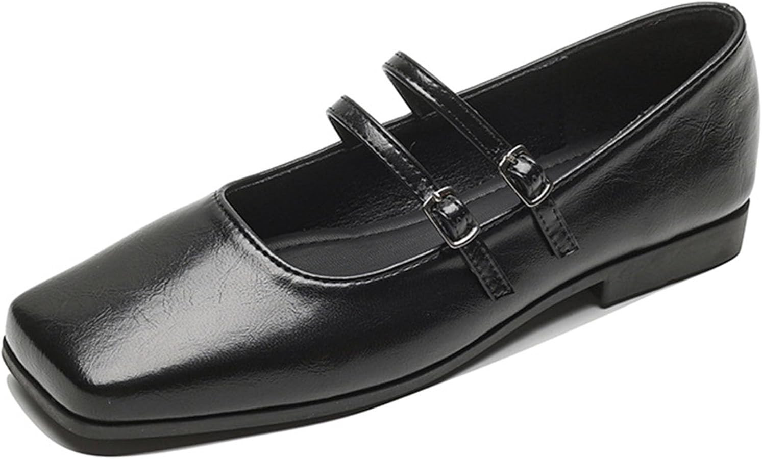 Women's Square Toe Flat Bottomed Mary Jane Shoes Fashionable Solid Color Comfortable Retro Mary J... | Amazon (US)