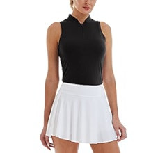 LastFor1 Women's Golf Polo Sleeveless Shirt Zip-Up UPF 50+ UV Protection Athletic Tops Slim Fit Q... | Amazon (US)