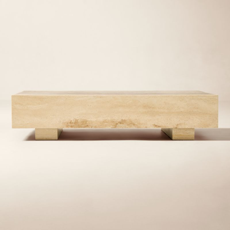 Enyo 55" Rectangular Travertine Coffee Table | CB2