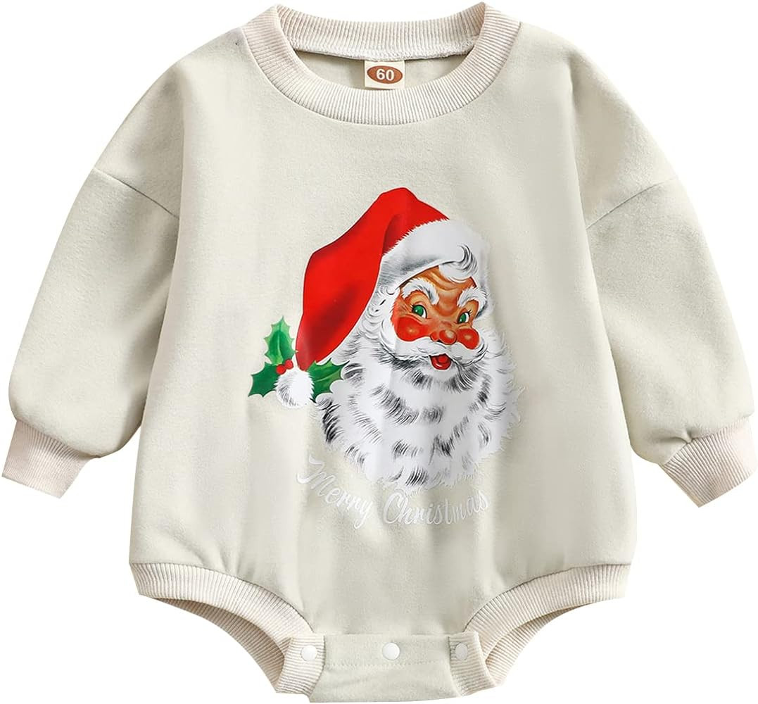 MERSARIPHY Baby Christmas Clothes Baby Boy Girl Sweatshirt Romper Santa Baby Romper Tops Fall Win... | Amazon (US)