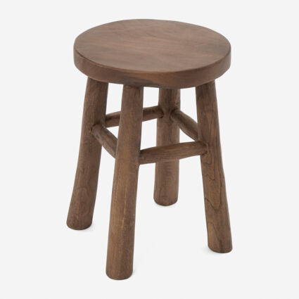 Brown Natural Wooden Stool 40x28cm | TK Maxx