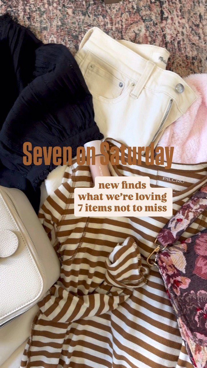 Seven on Saturday. 7 items we’re loving this week. 
Tee XS. Vest XS. Top XS. Jeans down 1 size, 24.
