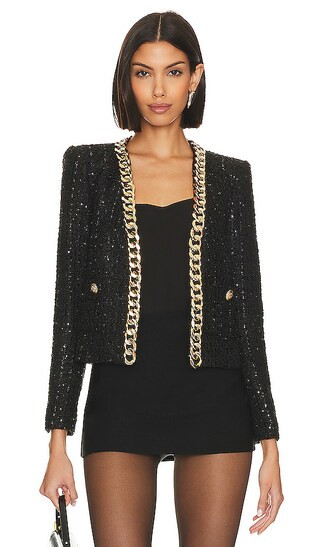 Greta Chain Jacket in Black | Revolve Clothing (Global)