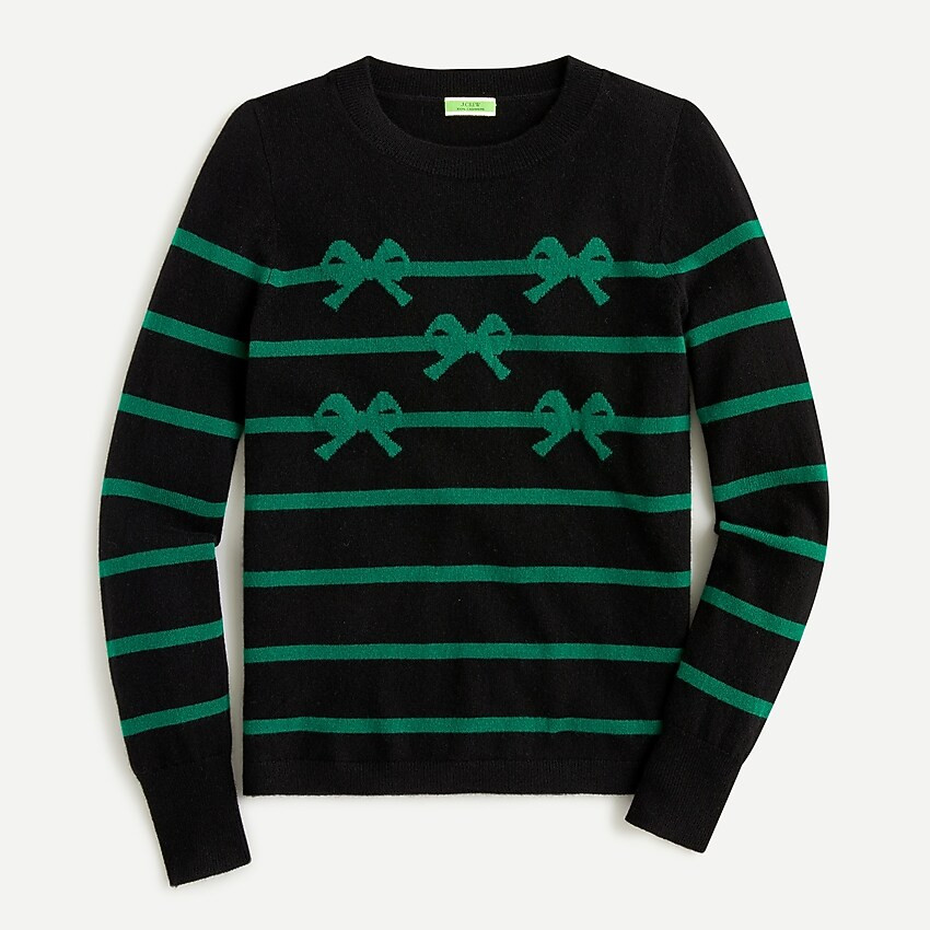 Cashmere crewneck sweater with bow stripes | J. Crew US
