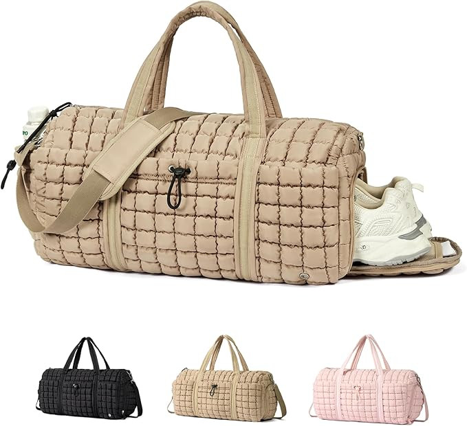 CLUCI Quilted Duffel Bag for Women, Large Puffer Duffle Weekender Bag with Shoe Compartment, Over... | Amazon (US)