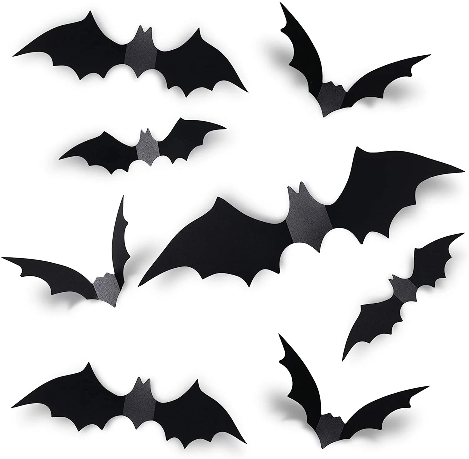 Coogam 60PCS Halloween 3D Bats Decoration, 4 Different Sizes Realistic PVC Scary Black Bat Sticke... | Walmart (US)