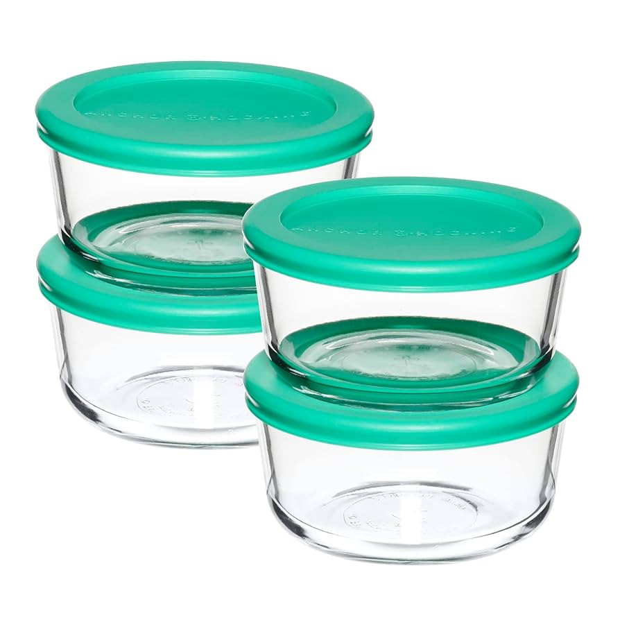 Anchor Hocking 2 Cup Glass Storage Containers with Lids, Set of 4 Glass Food Storage Containers w... | Amazon (US)