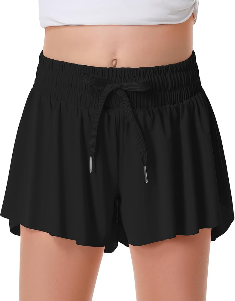 Girls Flowy Shorts Butterfly Shorts for Kids with Pocket 2-in-1 Athletic Shorts Running Shorts fo... | Amazon (US)