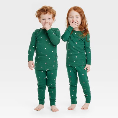 Toddler Polar Bear Print Cotton Ribbed Holiday Matching Family Pajama Set - Wondershop™ Green 3T | Target