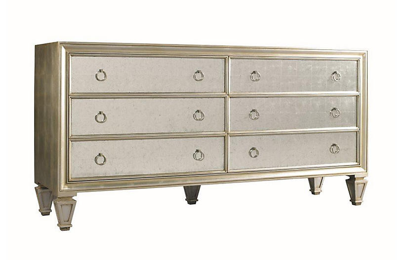 Blackwell Mirrored Double Dresser - Silver - Lillian August | One Kings Lane