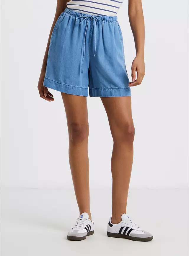 Buy SIMPLY BE Light Blue Tencel Denim Jogger Shorts 32 | Shorts | Tu | Tu Clothing