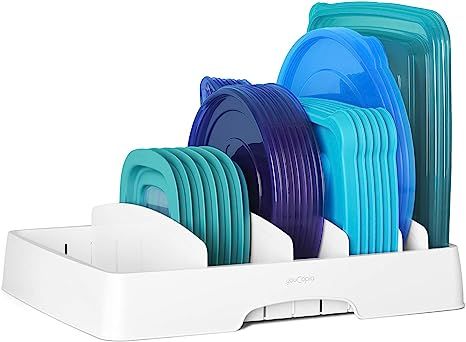 YouCopia StoraLid Food Container Lid Organizer, Large, Adjustable Plastic Lid Storage for Kitchen... | Amazon (US)