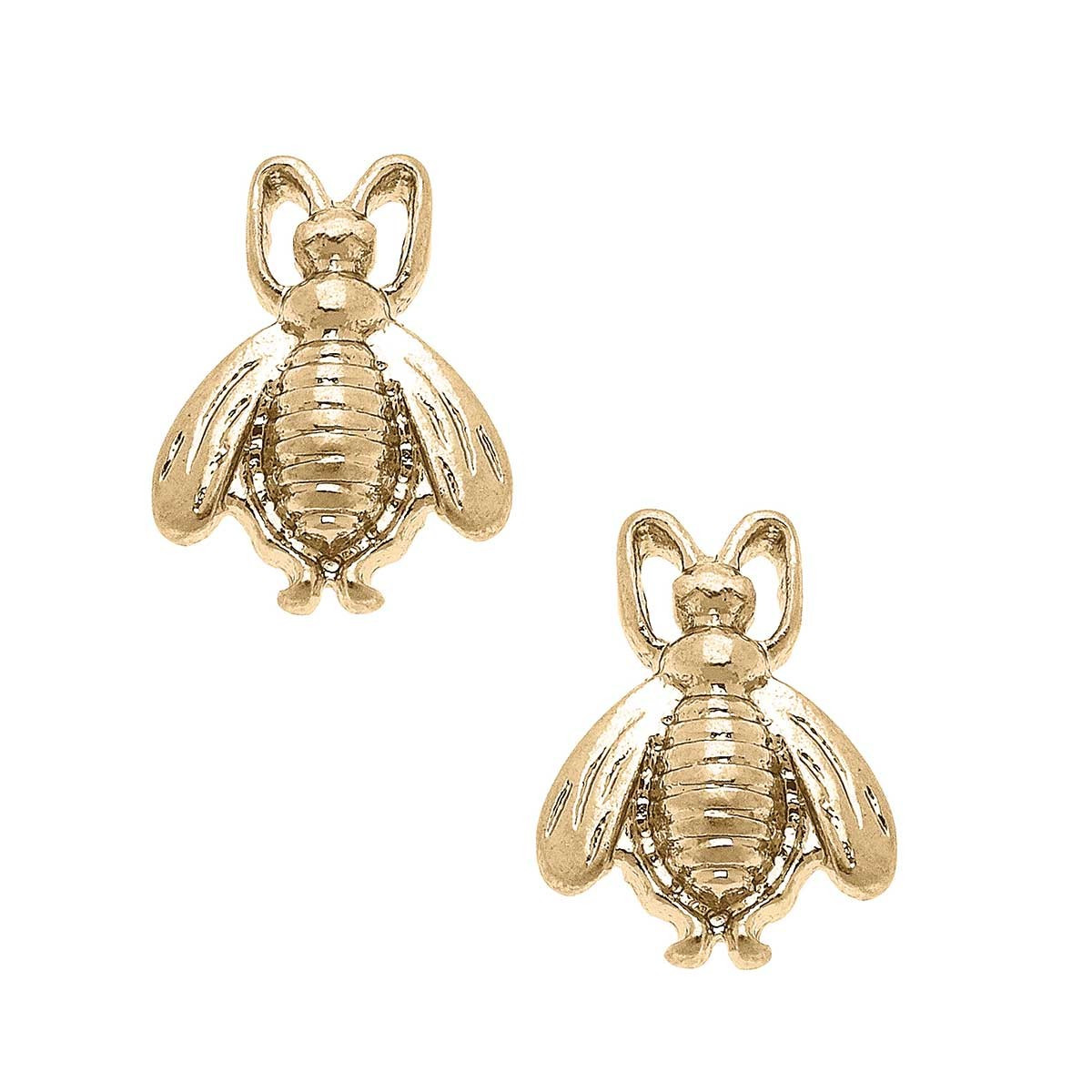 Natasha Bee Stud Earrings in Worn Gold | CANVAS