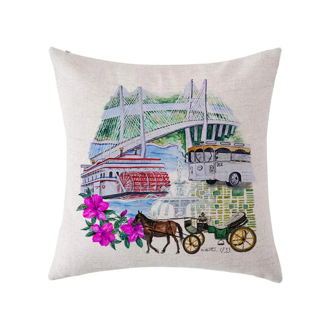 Savannah Watercolor Print Pillow - Etsy | Etsy (US)